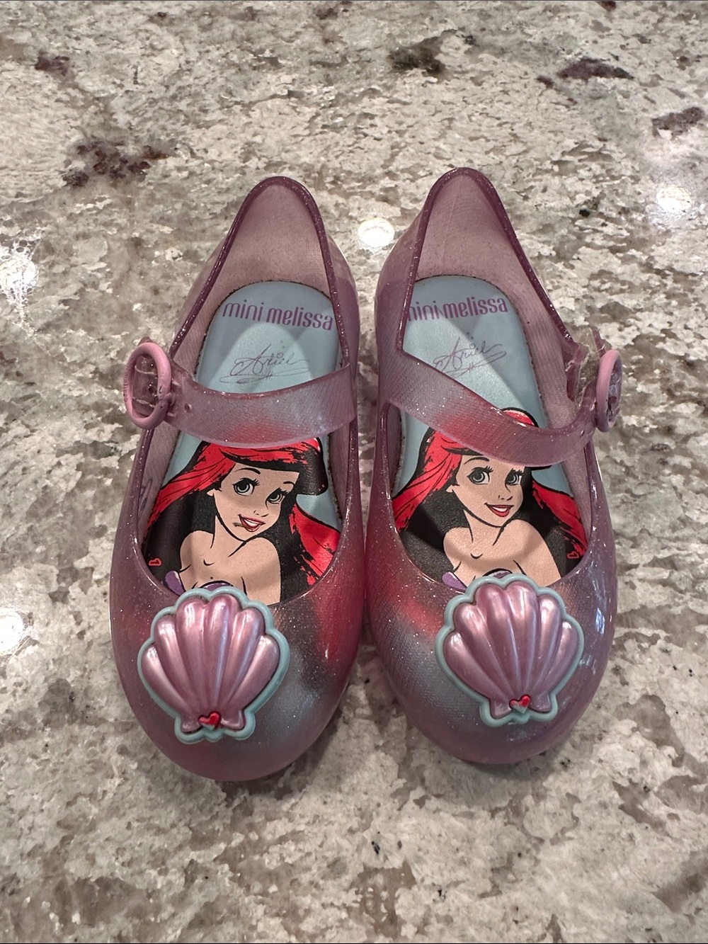 Mini Melissa Girls Pink Glitter Ariel Jelly Dress Shoes